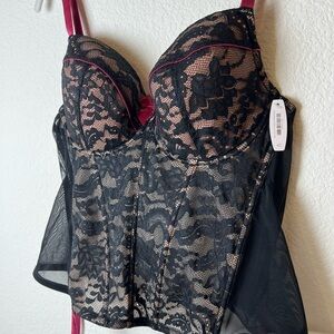 Adore Me Black Lace Bustier Corset Top NWT Size 42C